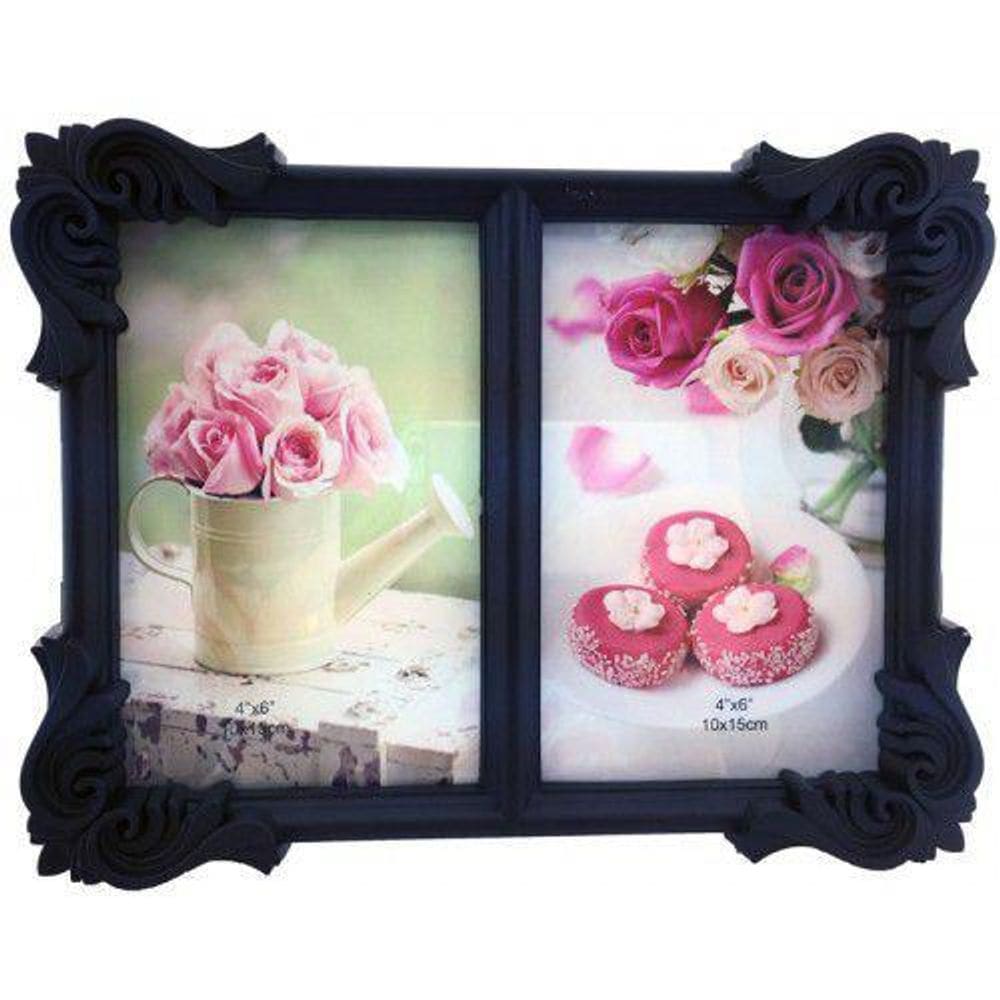 Porta Retrato Duplo 10X15 Square Preto Pf-564-Po