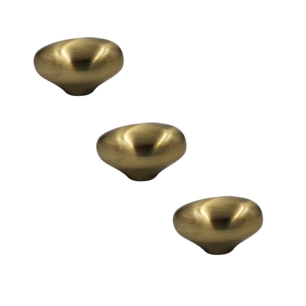 Kit 3 Puxador Seixo P 30Mm X 23Mm Gold Escovado Dourado Zen