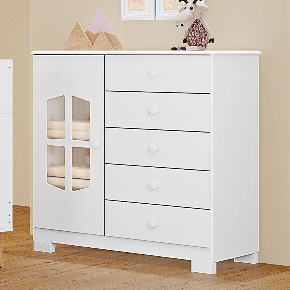 Cômoda Cristal 100% MDF Tuboarte 5 Gavetas 1 Porta