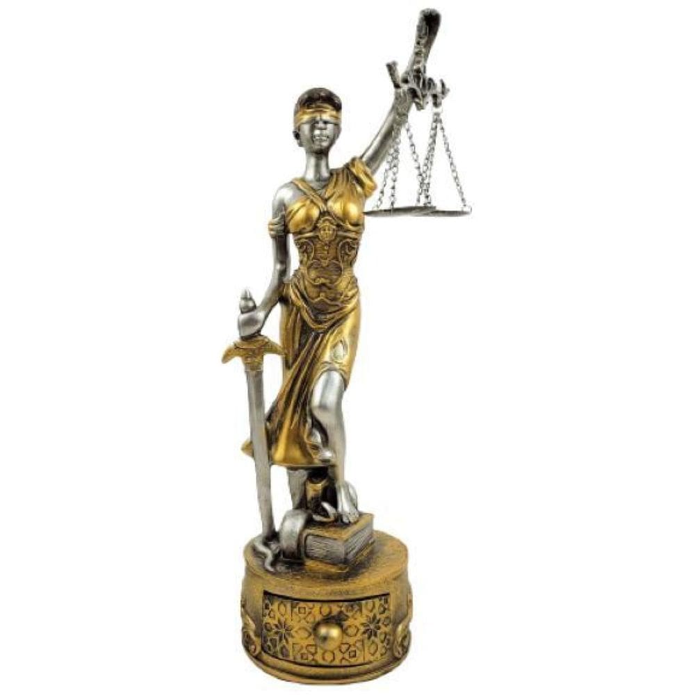 Dama Da Justiça Dourada 37X11X10Cm Estátua Decorativa