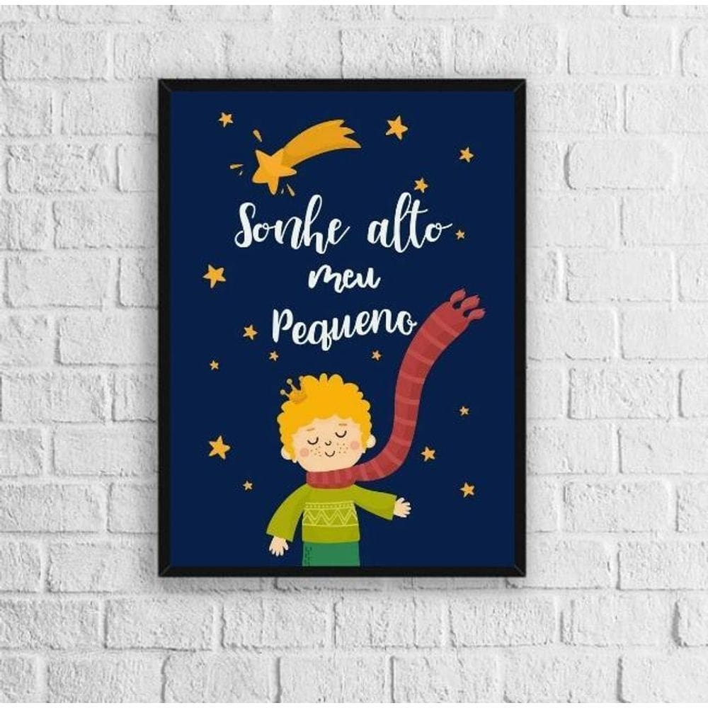 Quadro Infantil Pequeno Príncipe Sonhe Alto 24X18Cm - Vidro