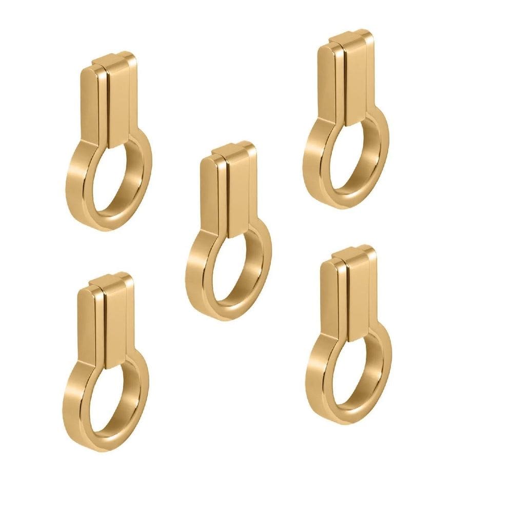 Kit 5 Puxador Antique Ponto Zen Gold Dourado Brilhante