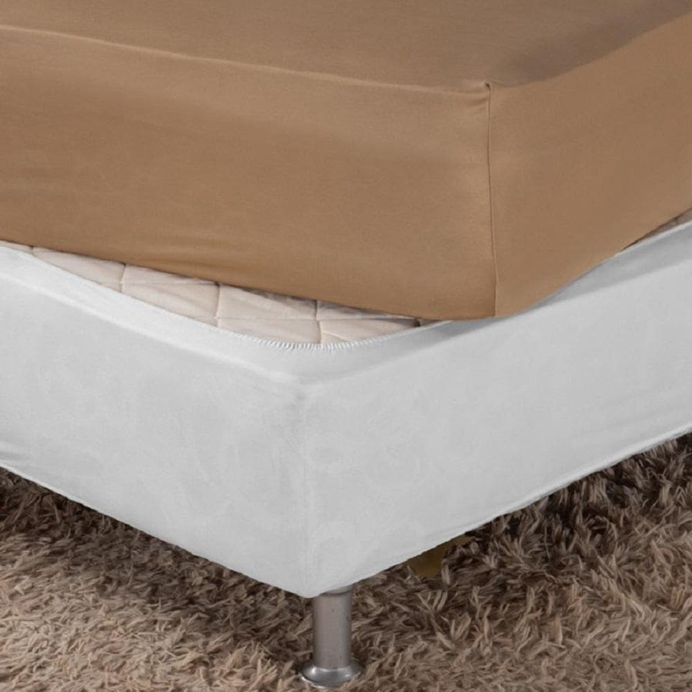 Saia Box Fit Casal Capa Cama Box Elástico Malha 1 Pç Lisa