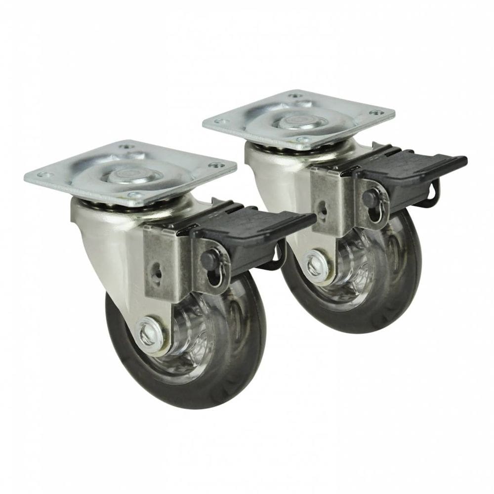 Rodízio Pu Cristal Ø50mm Anti Risco c/ Freio - Kit 2 Pçs