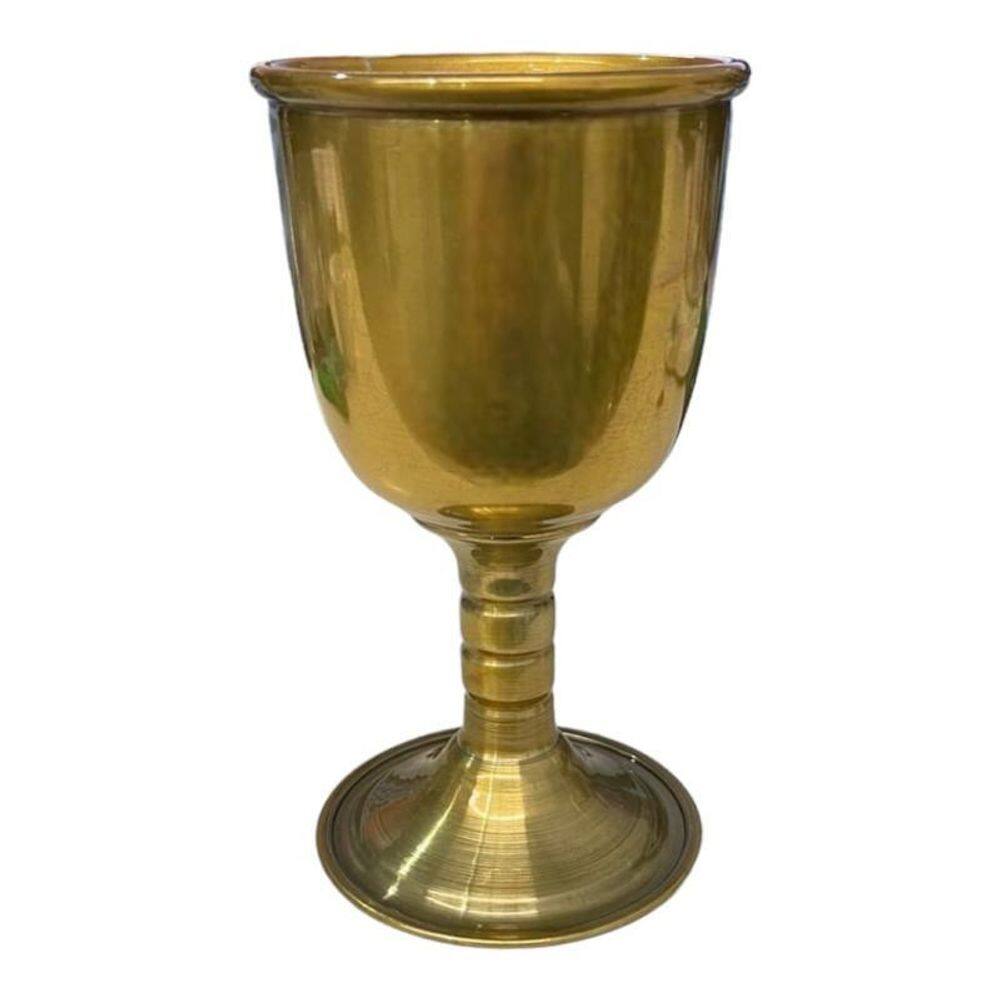 Cálice Para Ritual Em Alumínio Pintado Dourado 14Cm 200 Ml