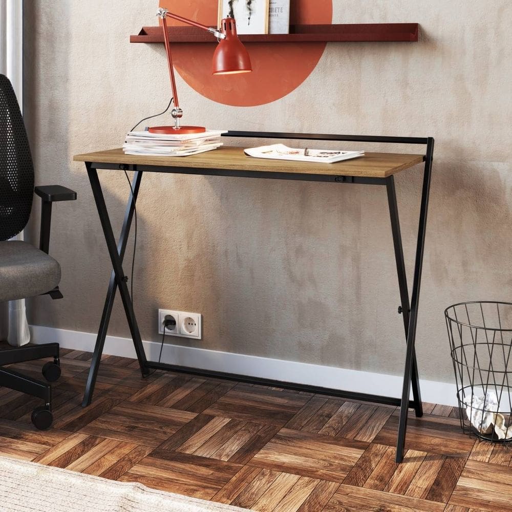 Mesa Dobrável p/ Escritório Simples Quarto Marrom ou Grafite