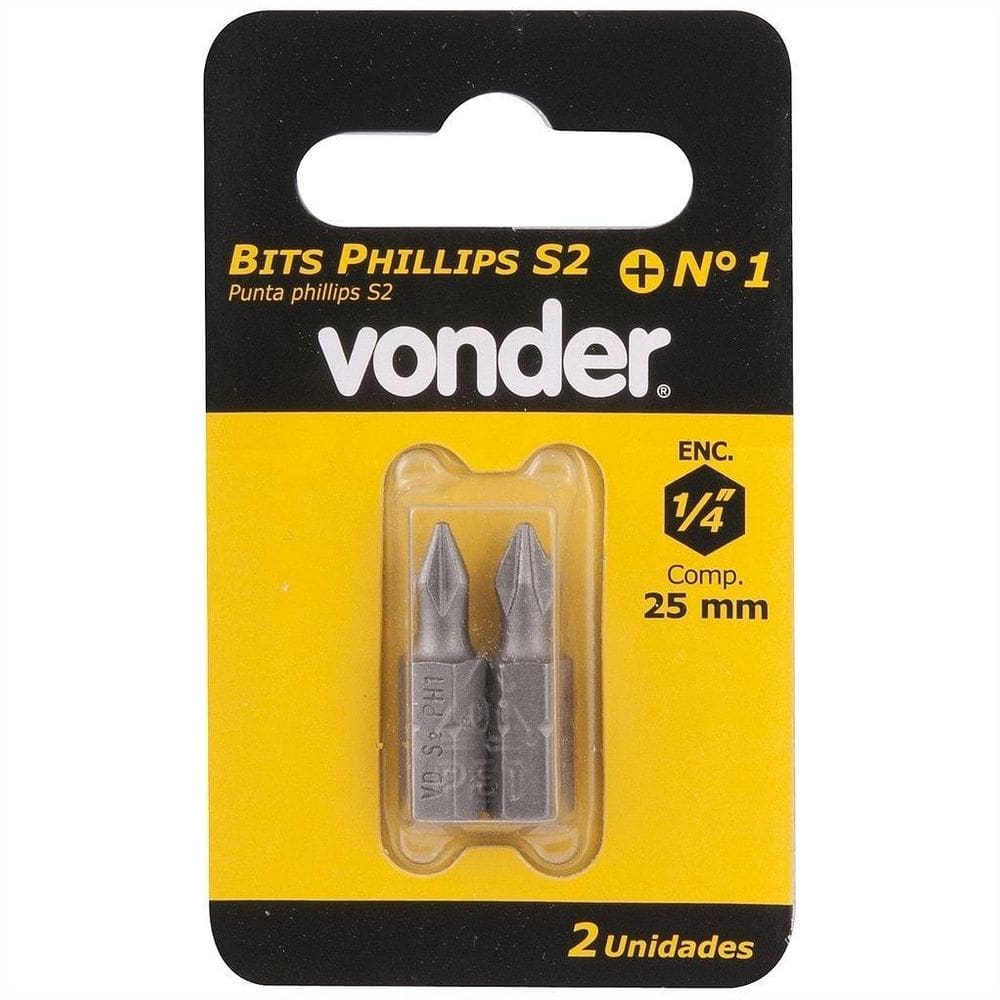 Bits/Ponteira Phillips Vonder 1/4 N1 3/16 X 25Mm Aço S2 C