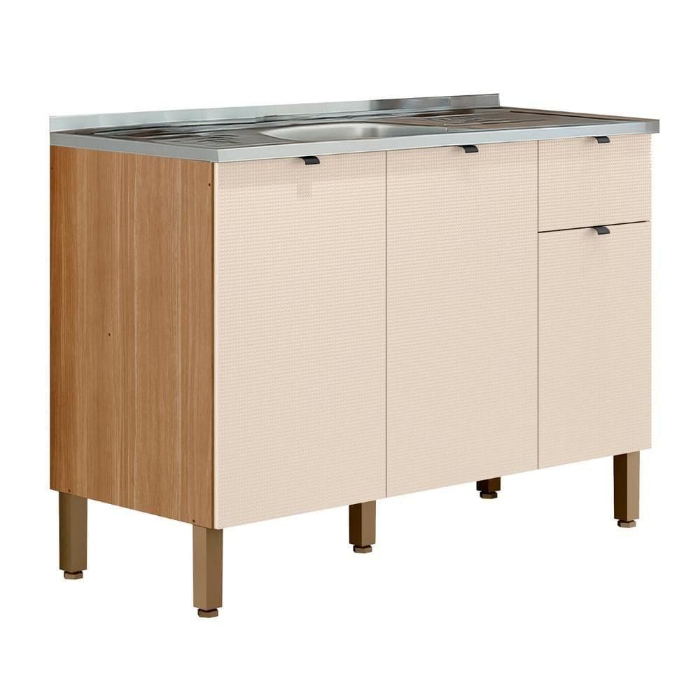 Balcão De Cozinha Com Pia 120cm Laura Plus Soft-freijó Z06 - Mpozenato