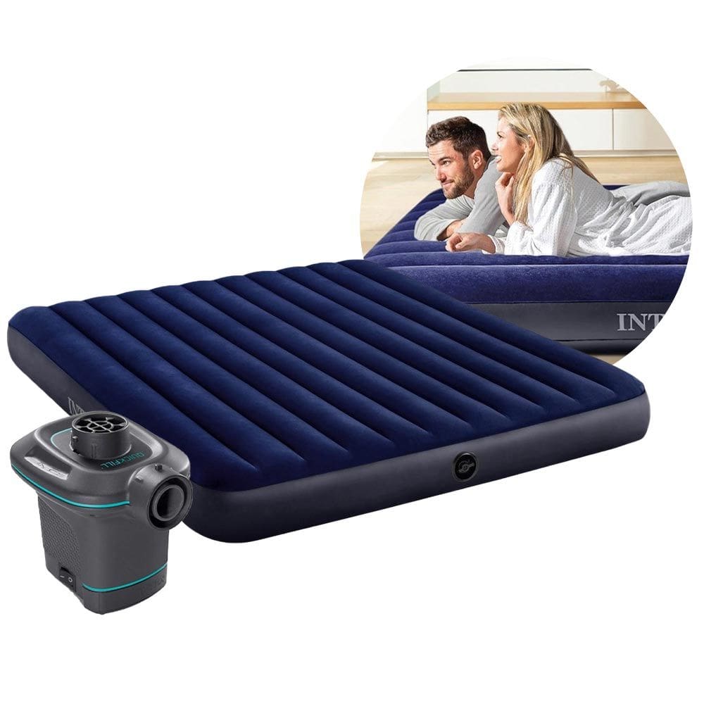 Colchão Inflável Casal King 203cm x 183cm Dura Beam Downy Aveludado 272kg com Bomba Elétrica Intex [VOLTAGEM: 110V]