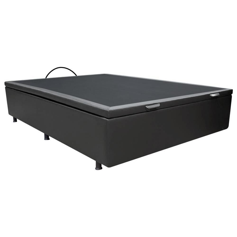 Base Box Baú Para Cama Casal 138x188cm Liz S05 Sintético Preto - Mpozenato