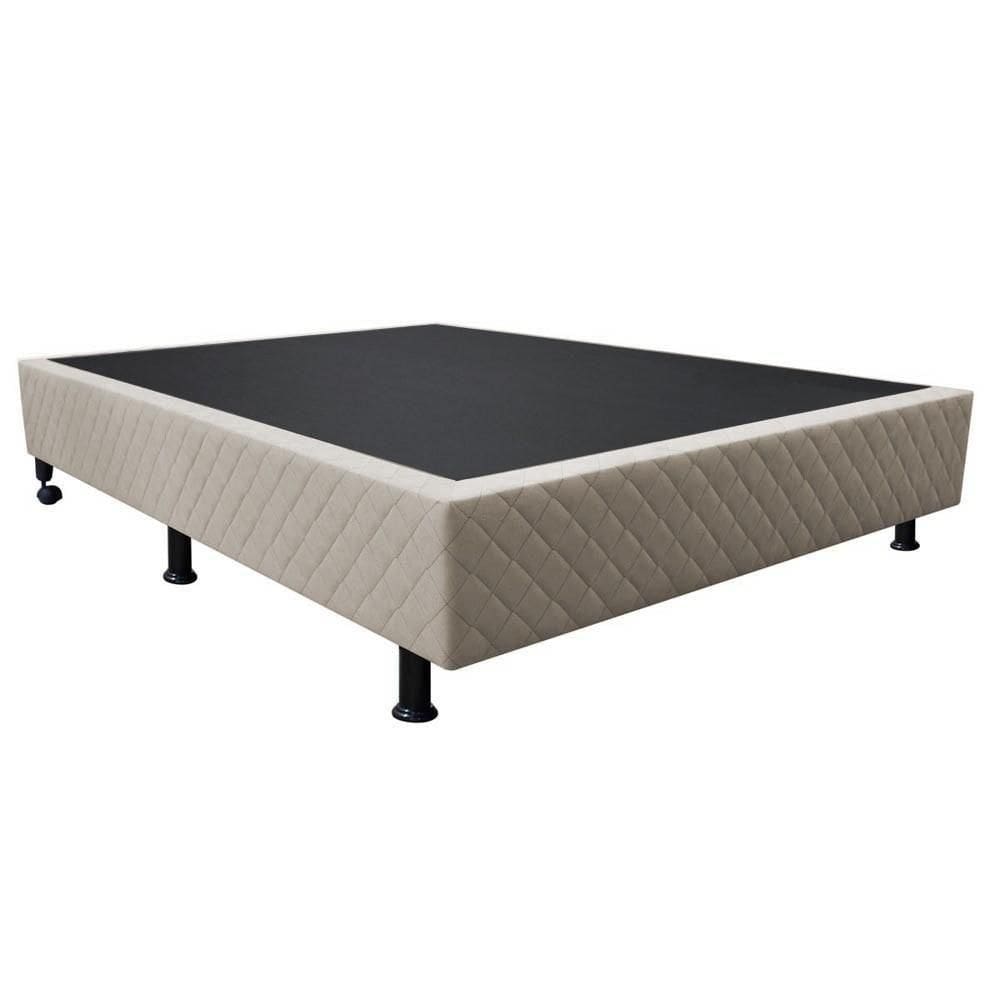 Base Box Para Cama Casal 138x188cm Liz S05 Suede Bordado Bege - Mpozenato