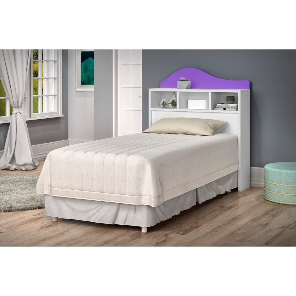 Cabeceira Para Cama de Solteiro Irlanda Branco/Lilas - Rede Móveis