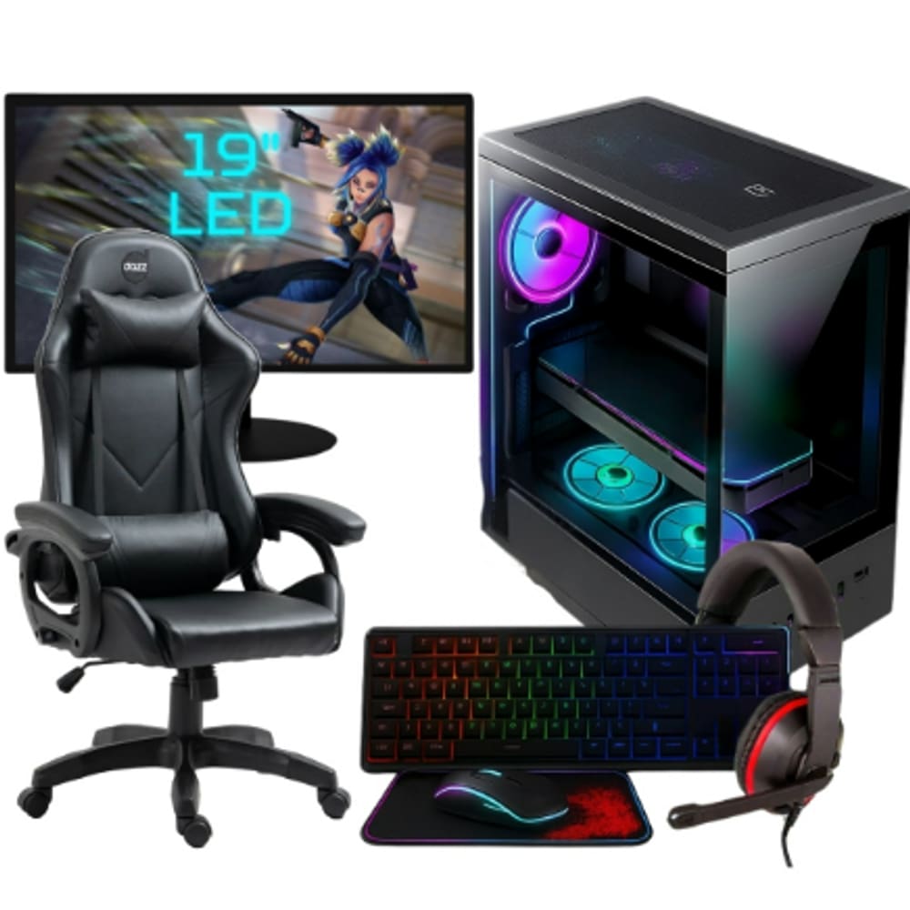 Computador Gamer Completo Intel Core i7 2ªG Memória 16GB SSD 240GB Placa de Vídeo 4GB com Monitor 20" Combo Cadeira Game