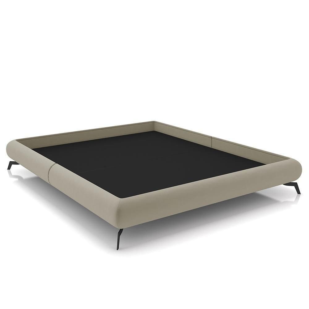 Cama Queen Base Box 158x198cm Pés De Ferro Cold Z37 Veludo Bege - Mpozenato
