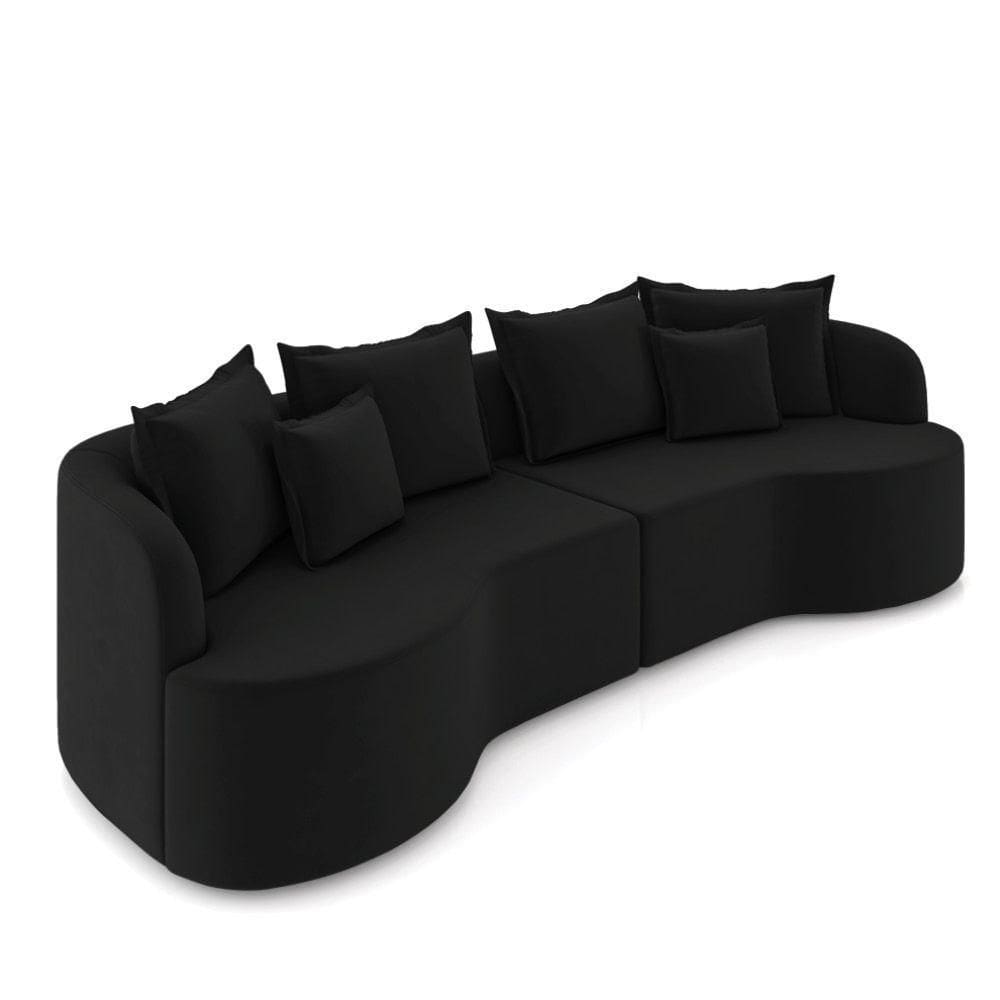 Sofá 4 Lugares Orgânico Living 250cm Mersa Veludo K01 D`rossi Preto