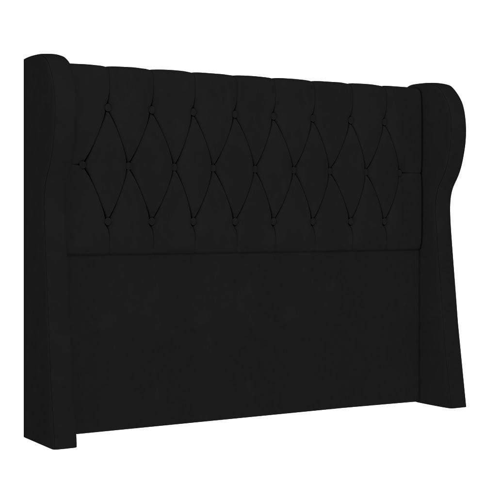 Cabeceira Casal Queen Cama Box 160cm Malva Z04 Veludo Preto - Mpozenato