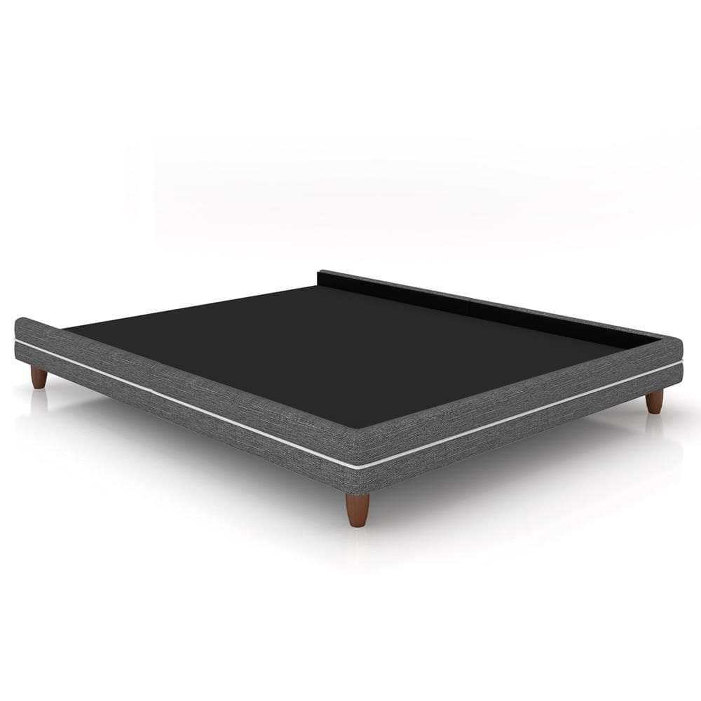 Cama King Base Box 195cm Many P02 Linho Cinza - Mpozenato