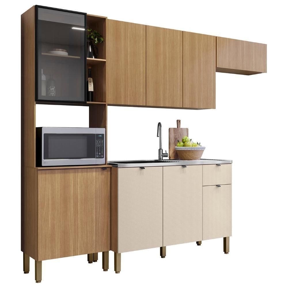 Cozinha Compacta Balcão Com Pia 120cm Laura Plus Freijó-soft Z06 - Mpozenato