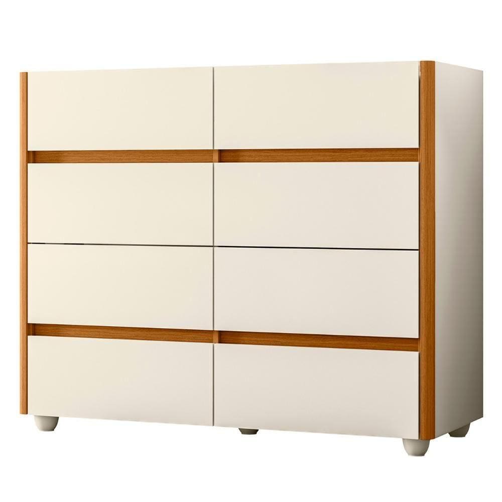 Cômoda Para Quarto 8 Gavetas 120cm Lynd A02 Off-cinamomo - Mpozenato