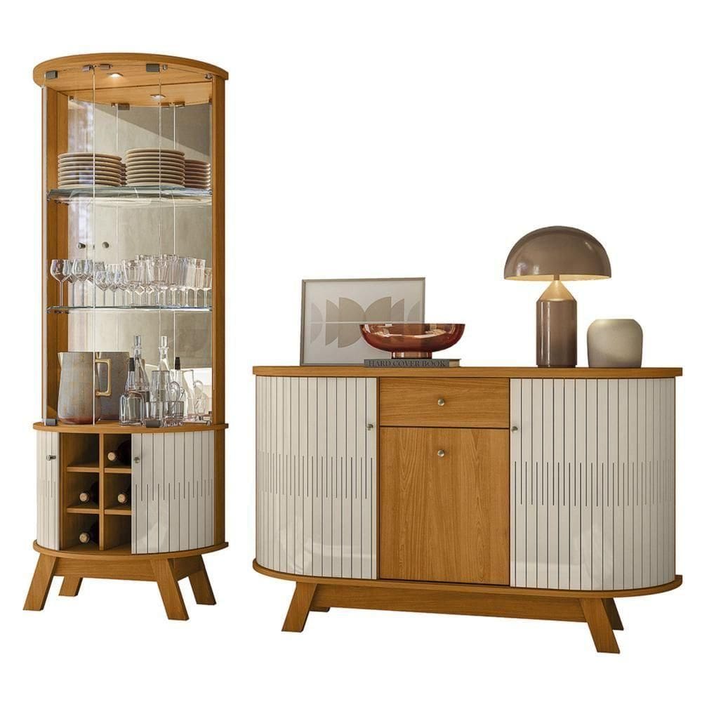 Cristaleira De Vidro Melina E Buffet Toni Z10 Off-cinamomo - Mpozenato