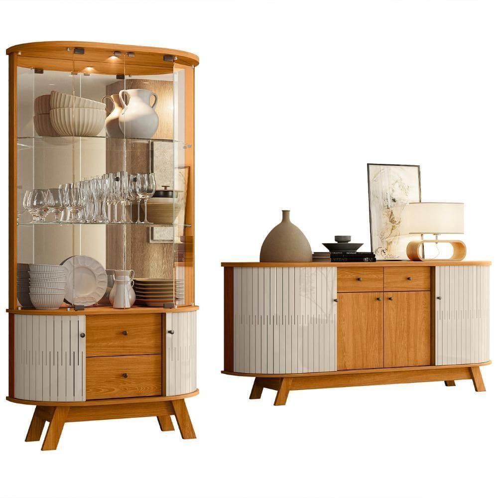 Cristaleira De Vidro Eva E Buffet Monica Z10 Off-cinamomo - Mpozenato