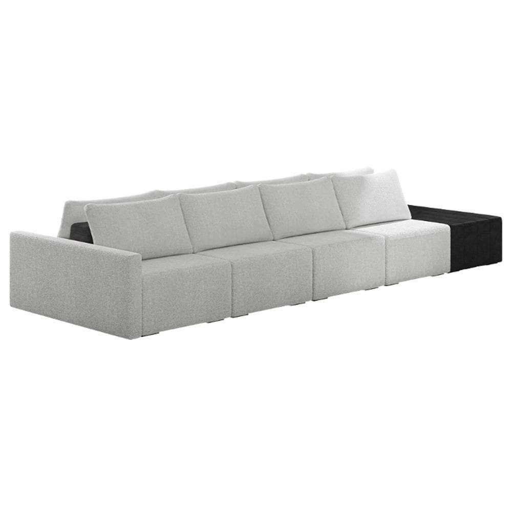 Sofá Ilha Modular Living Com Puff 392cm Georgia Z08 Boucle Cinza/preto - Mpozenato