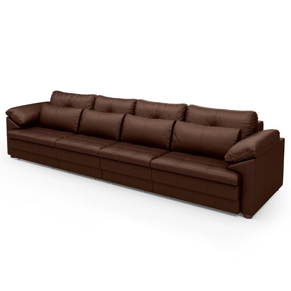 Sofá Retrátil 4 Lugares Para Sala 339cm Dijon Couro Caramelo S07 - Mpozenato