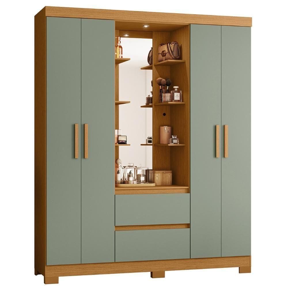 Guarda Roupa Solteiro 163cm Capelinha Artto A02 Cinamomo/sálvia - Mpozenato