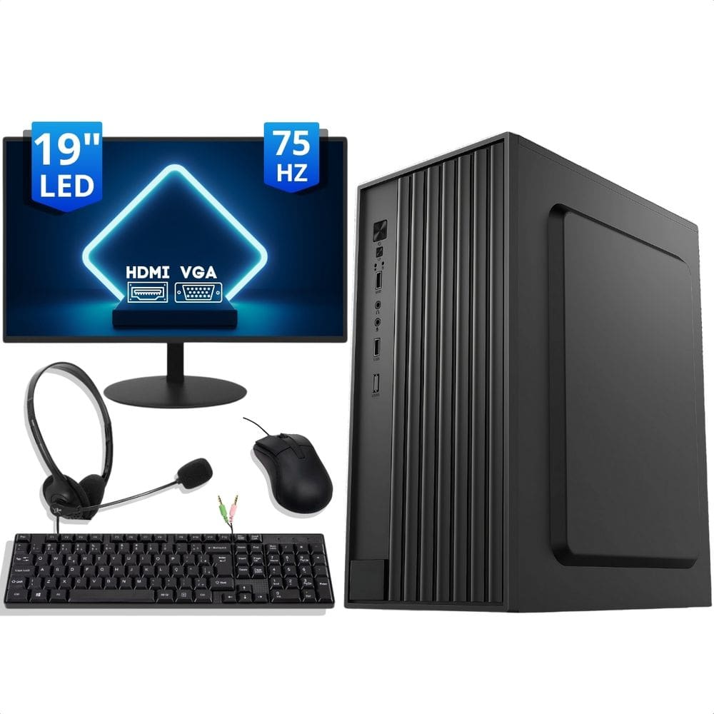 Computador Office Completo Intel Core I5 8Gb SSD 480Gb Monitor 19 Fone Headset