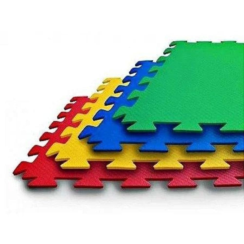 Kit Brinquedos Infantis Cama Elástica 1,40m com Escorregador Médio Amarelo e Tatame EVA - Playtime
