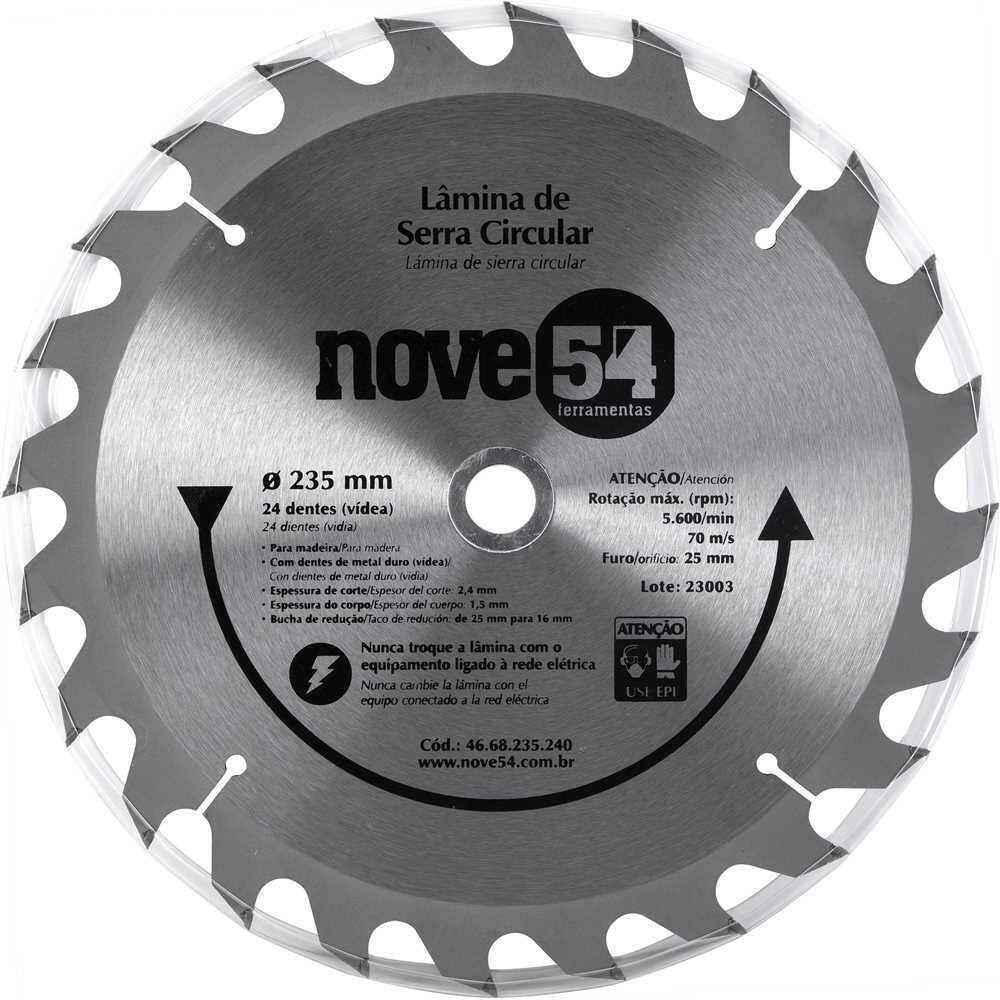 Lâmina De Serra Circular Vídea 235Mm 24 Dentes Nove54
