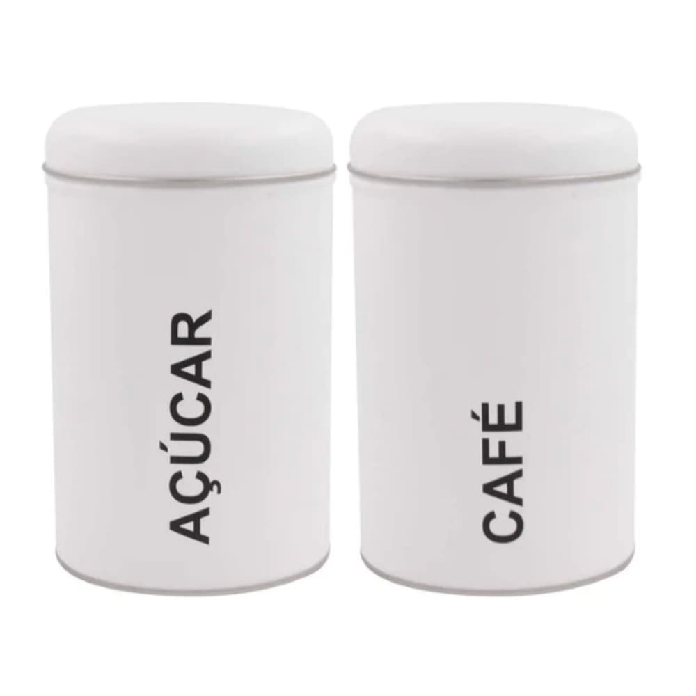 Kit Potes Açucar e Cafe Organizador Mantimentos Lata Cozinha