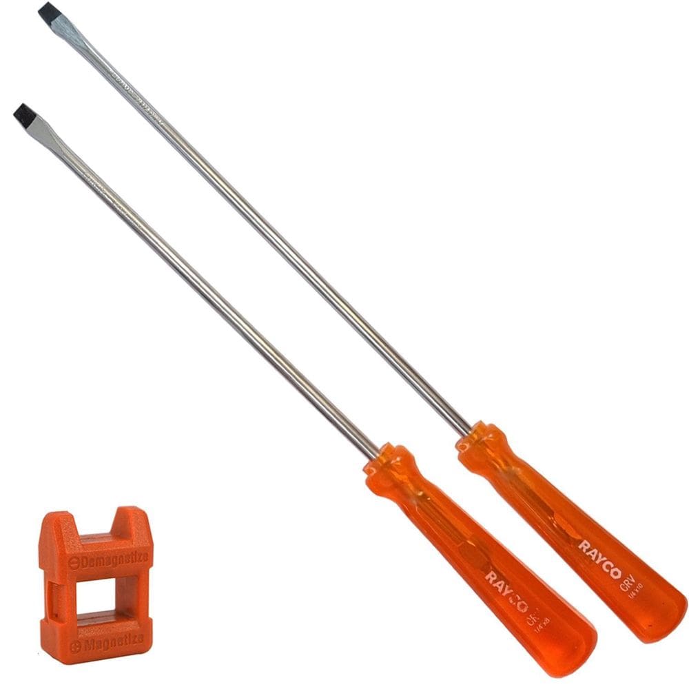 Kit 2 Chave De Fenda 1/4 Em Aço Cromo Vanádio E Magnetizador