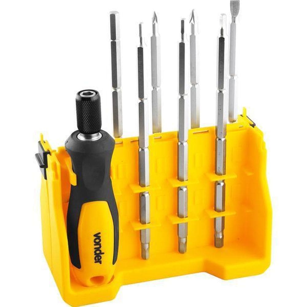 Jogo Bits/Ponteira Crv Com 8 Peças Enc 1/4 Longo Vonder