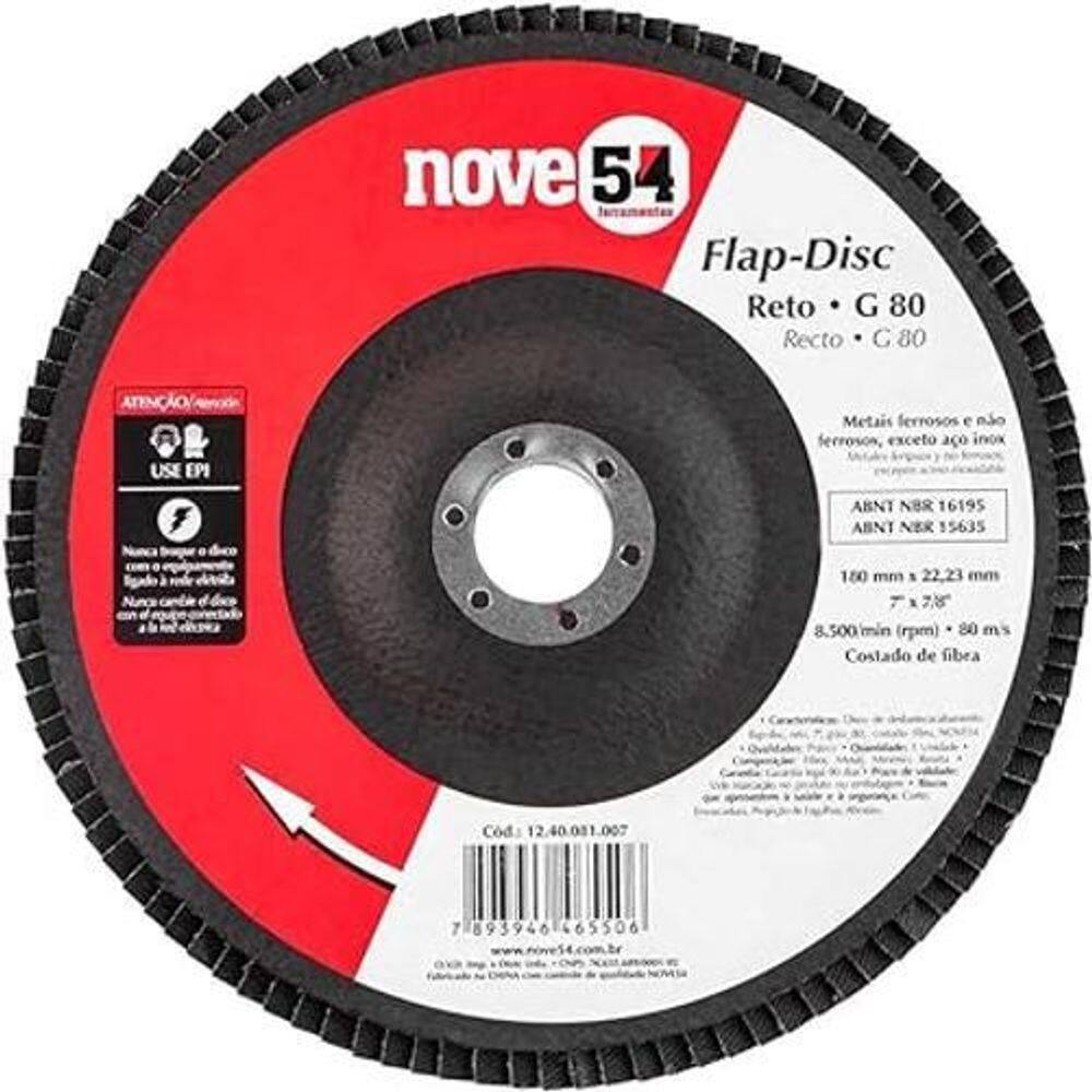 Nove54, Disco Desbaste/Acabamento, Flap-Disc, Reto, 7, Grão