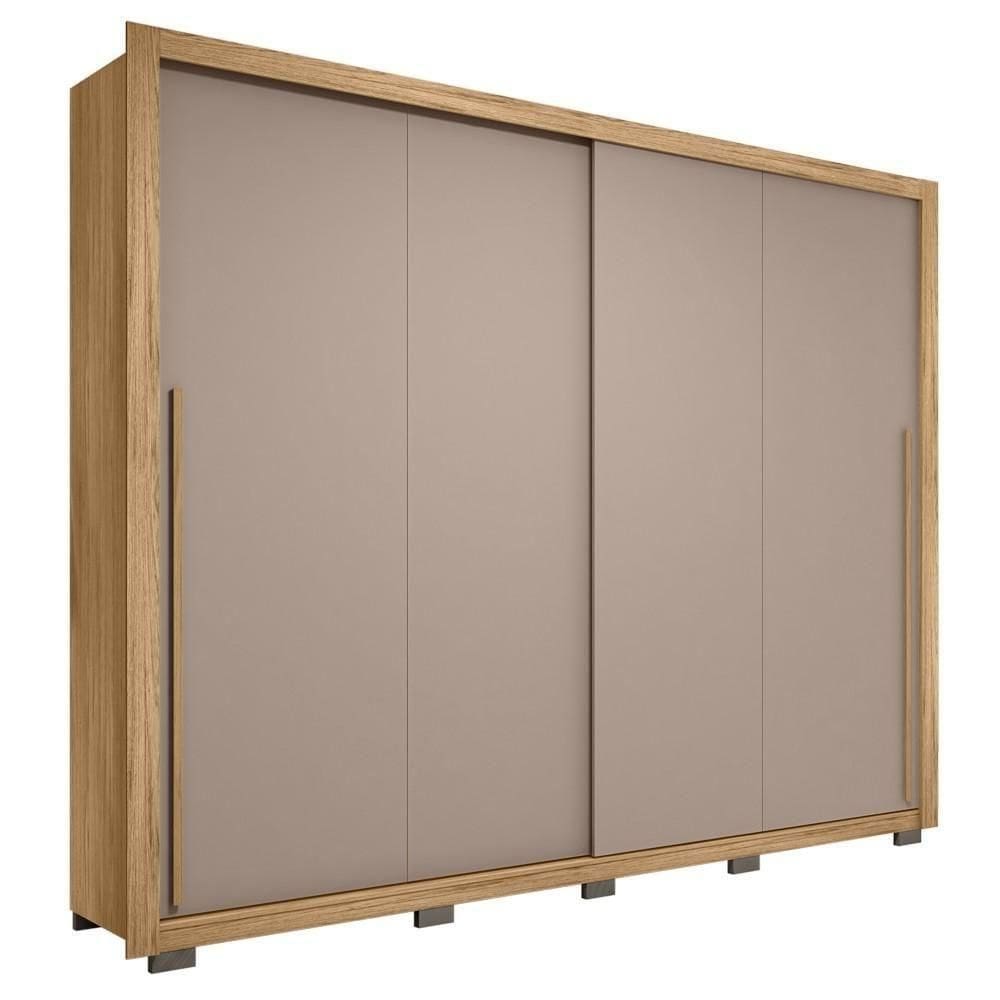 Guarda Roupa Casal 2 Portas De Correr 245cm Praticus Buriti/fendi - Caemmun