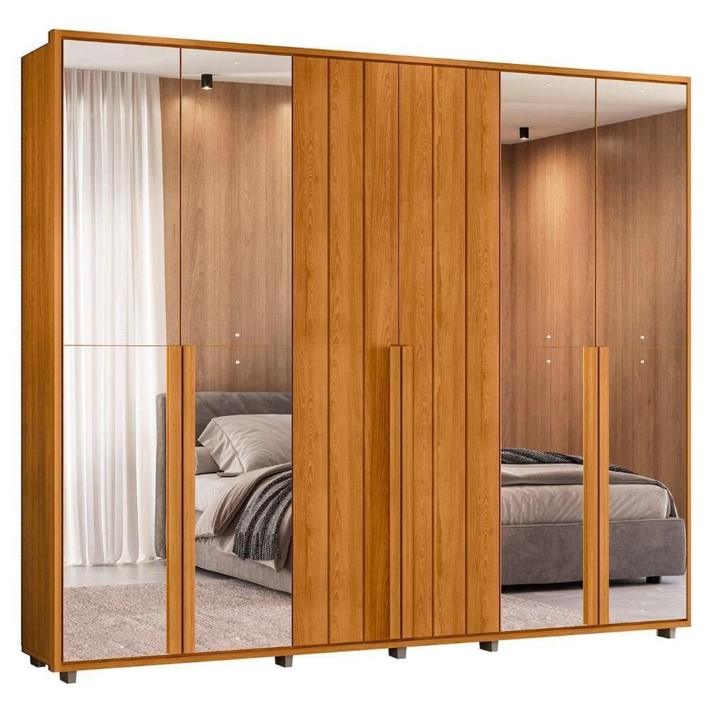 Guarda Roupa Casal 278cm 6 Portas 8 Espelhos Zac Cinamomo Z10 - Mpozenato
