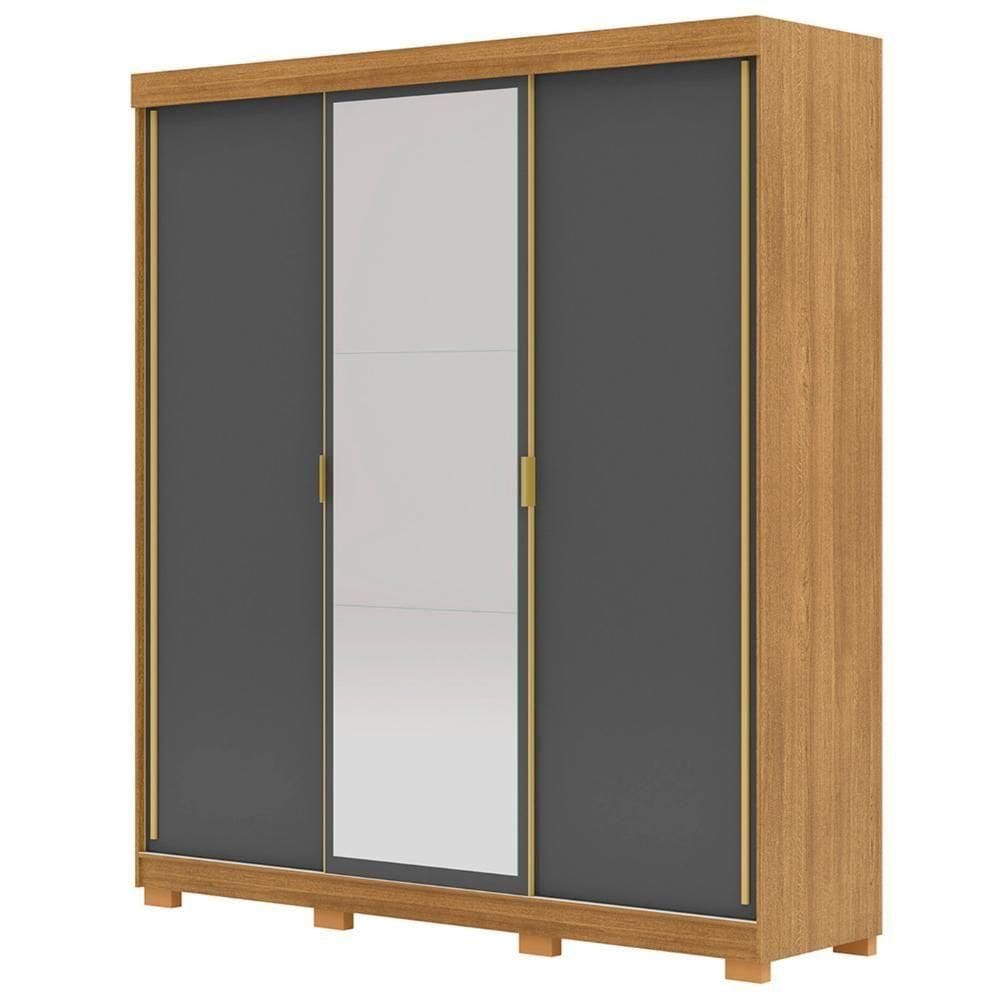 Guarda Roupa Casal 200cm Com Espelho Duke Nature/alasca V02 - Mpozenato