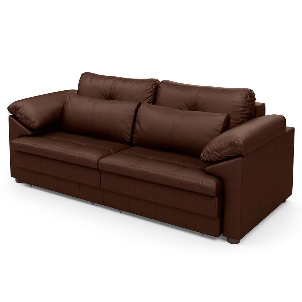 Sofá Retrátil 2 Lugares Para Sala 175cm Dijon Couro Caramelo S07 - Mpozenato