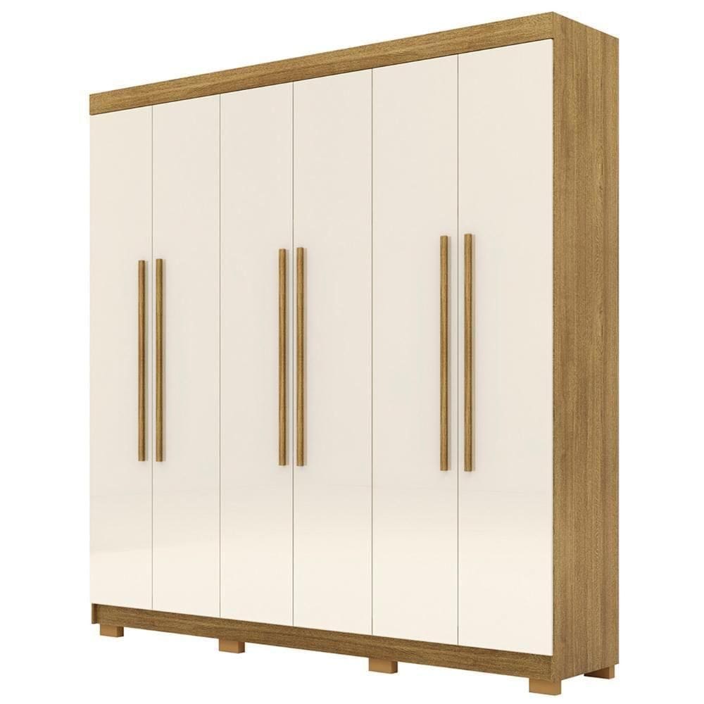 Guarda Roupa Casal 218cm 6 Portas Elegance Nature/champanhe - Vila Rica