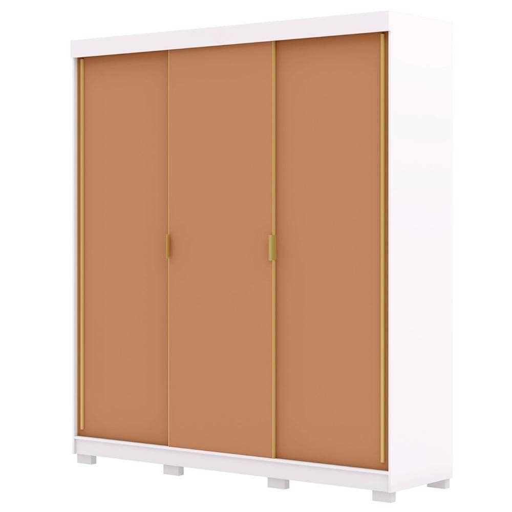 Guarda Roupa Casal 200cm 3 Portas Porto Branco/camarim - Vila Rica