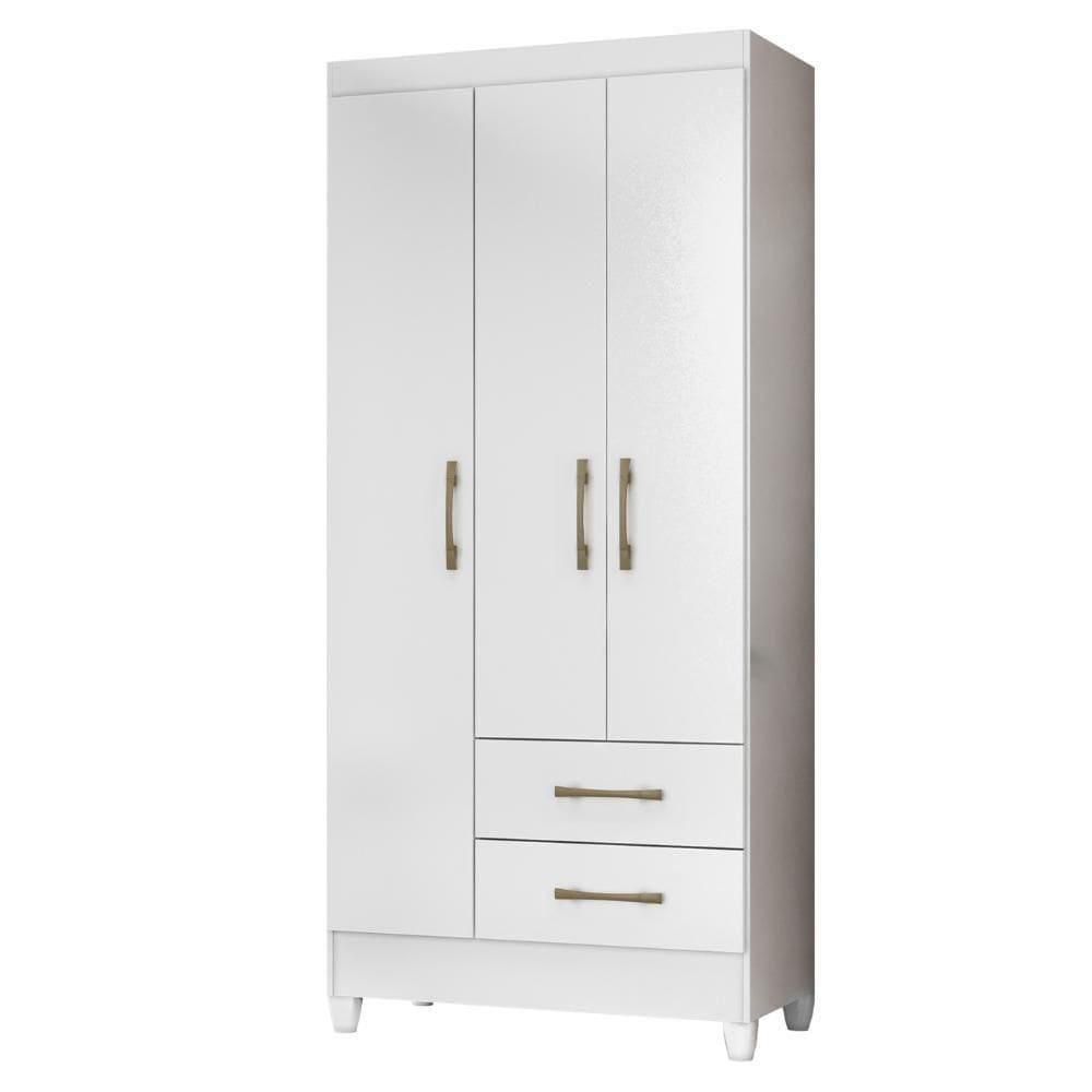 Guarda Roupa Solteiro 82cm 3 Portas Zeno Branco Z17 - Mpozenato