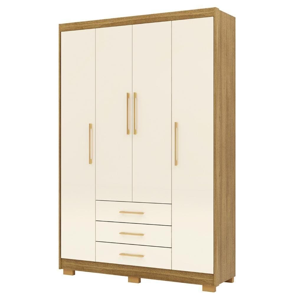 Guarda Roupa Solteiro 150cm 4 Portas Espanha Nature/champanhe - Vila Rica