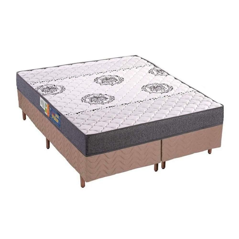 Conjunto Box Queen Colchão Espuma D45 Pérola Clean + Base Crc Rústico Clean (158x198)