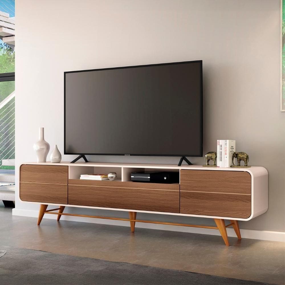 Rack Bancada De 85 Pol 220cm época Castanho/off - Hb Móveis