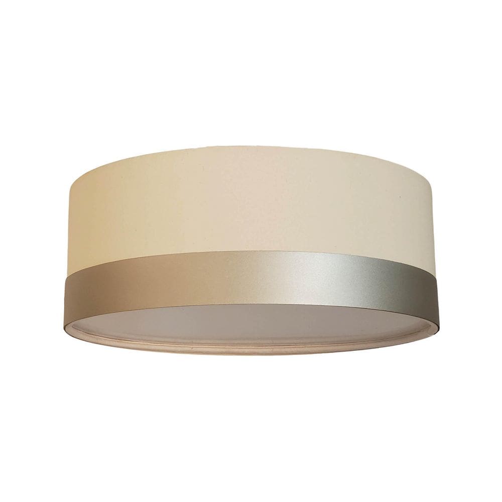 Luminária Plafon Cúpula Crú Com Detalhe Bronze 40X15