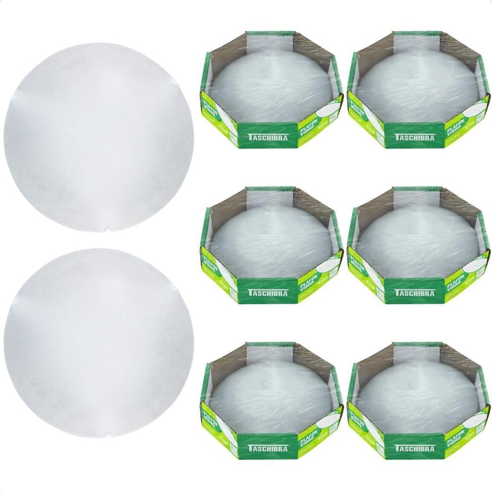 Kit 8 Plafon Taschibra Jurerê 30Cm Redondo Branco E27 Bivolt