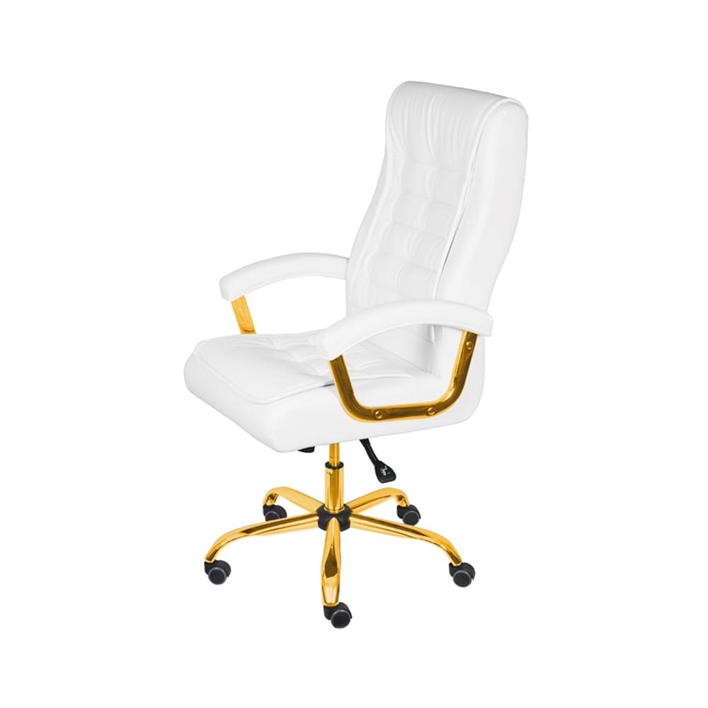 Cadeira Escritorio Oslo - Branca | Dourado Brilho