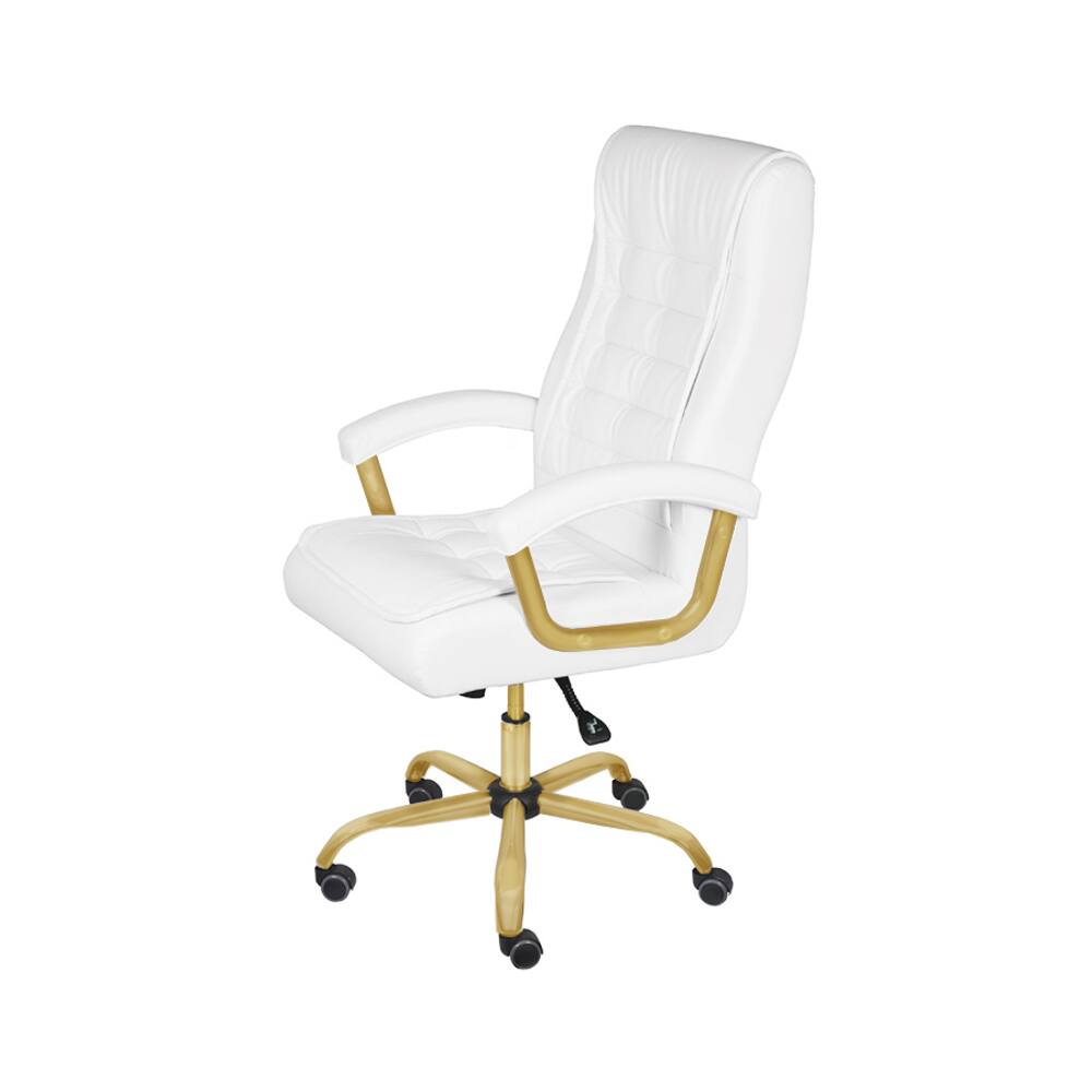 Cadeira Escritorio Oslo - Branca | Dourado Matte