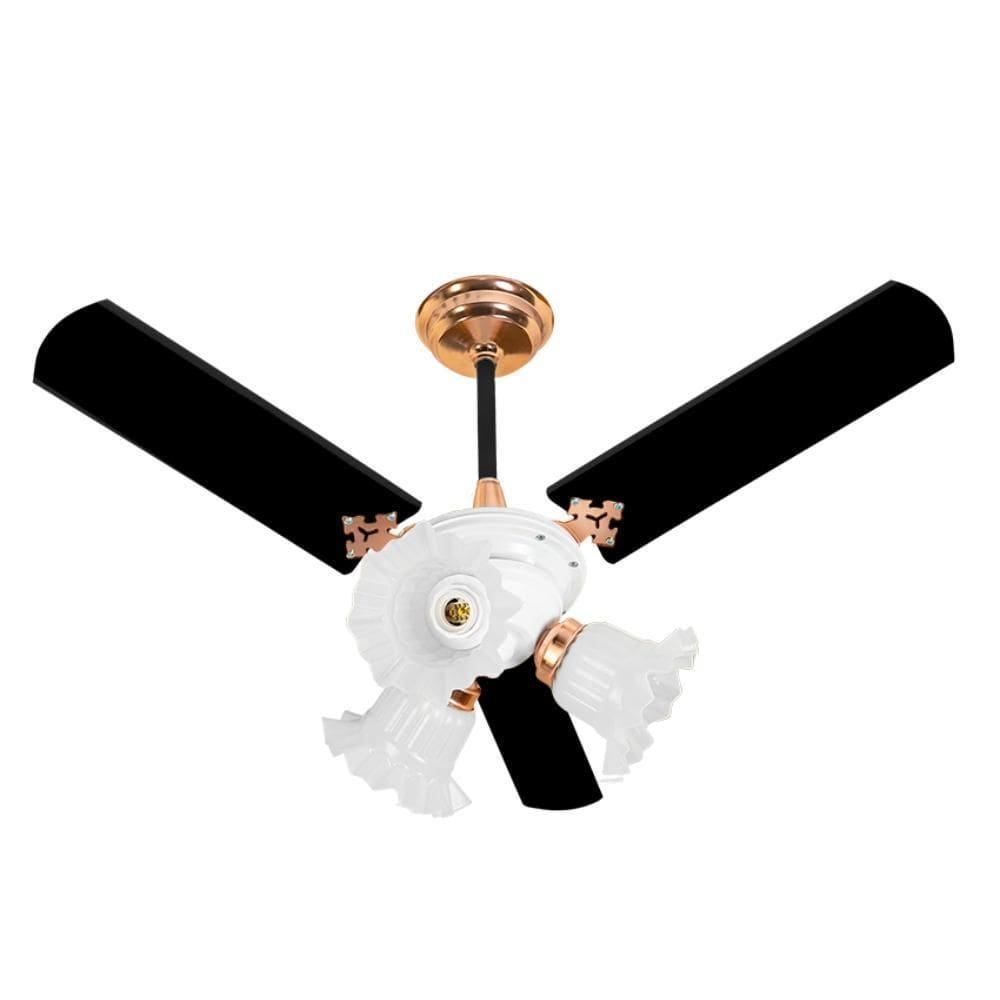 Ventilador De Teto New Zeta 3 Pás Laqueada Preto/Cobre 110V